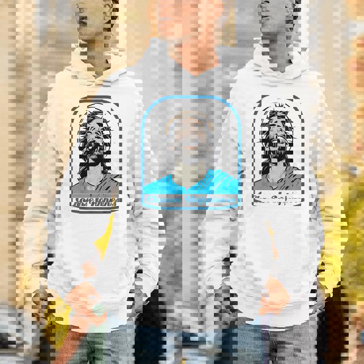 笑うイエス キリスト 喜び 幸せな笑顔 自信 いばらの冠 満足感 クリスマスプレゼント 贈り物 お土産 ポジティブ パーカー