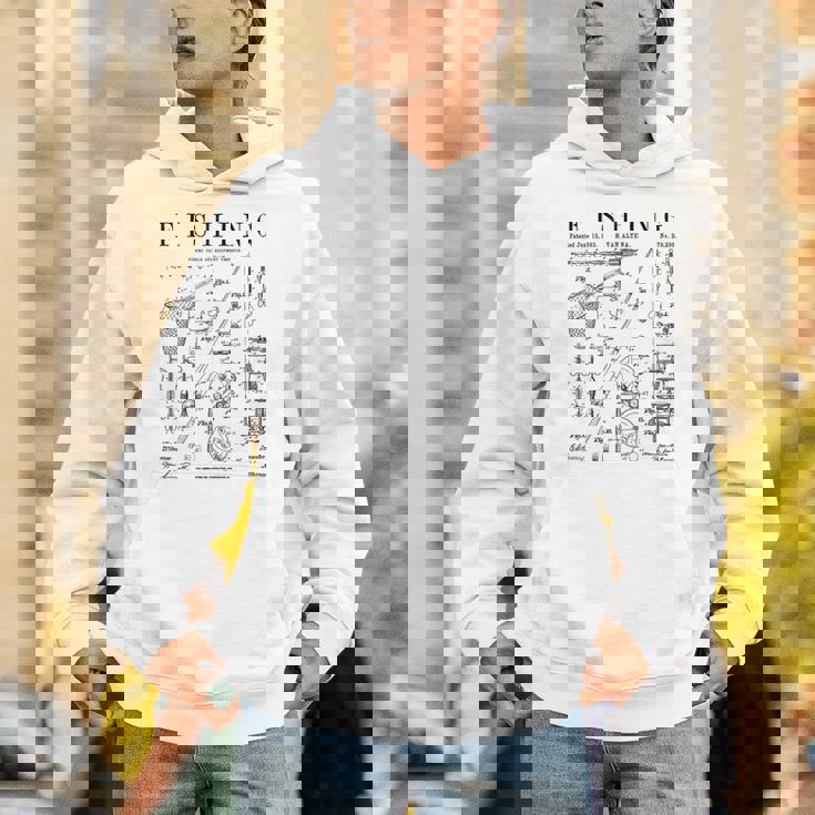 釣り ロッド タックル リール ルアー フィッシャーマン ヴィンテージ 特許 プリント Hoodie