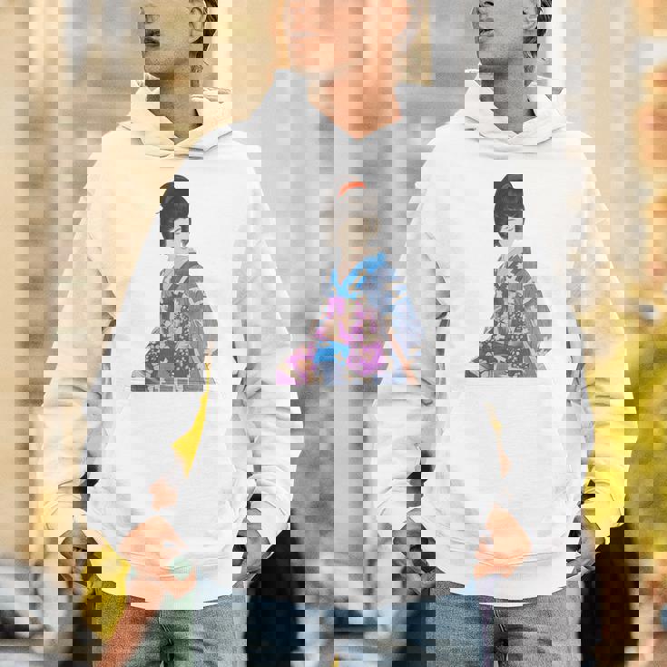 青い着物を着た美しい芸者 日本画 鳥居 言人 帯 美人画 新版画 日本画 長袖tシャツ パーカー