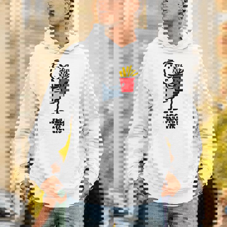 面白い漫画のキャラクターグラフィックが付いたクールでおいしいフライドポテト。 Hoodie