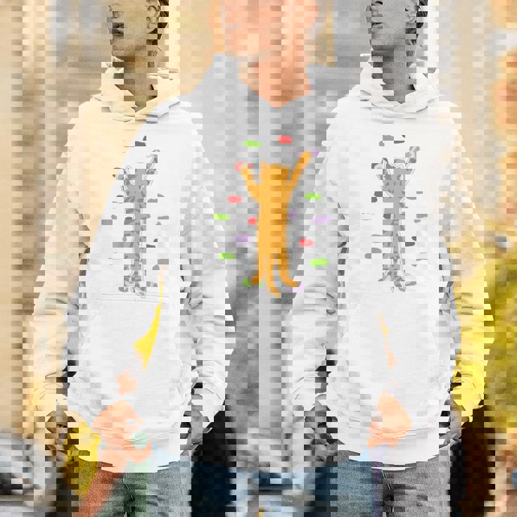 面白くてかわいいボルダーロッククライミングキャット背中にプリント Hoodie