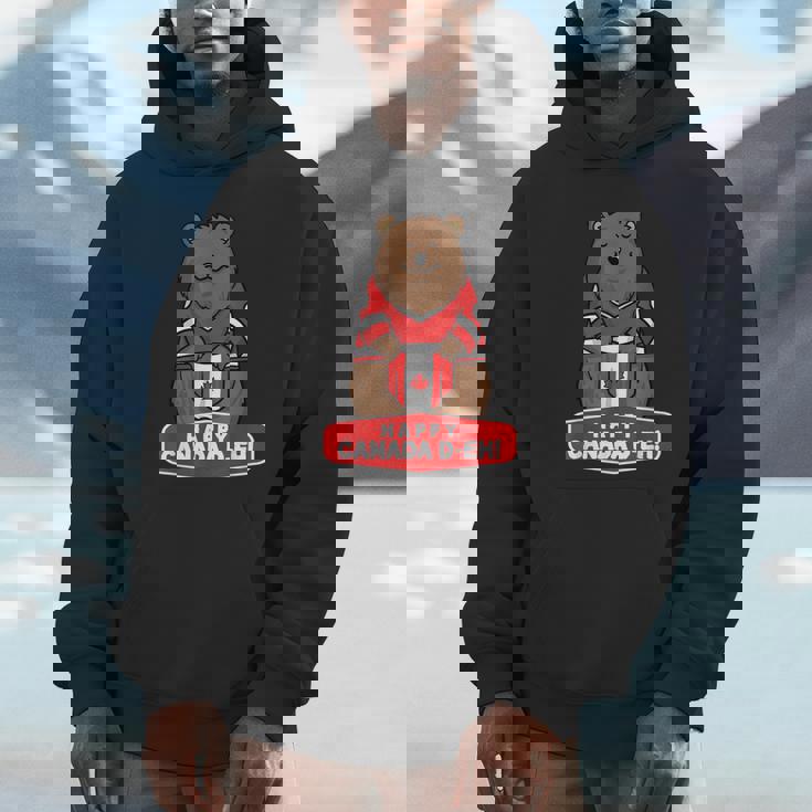 Happy Canada Day 面白いカナダのクマの旗 パーカー