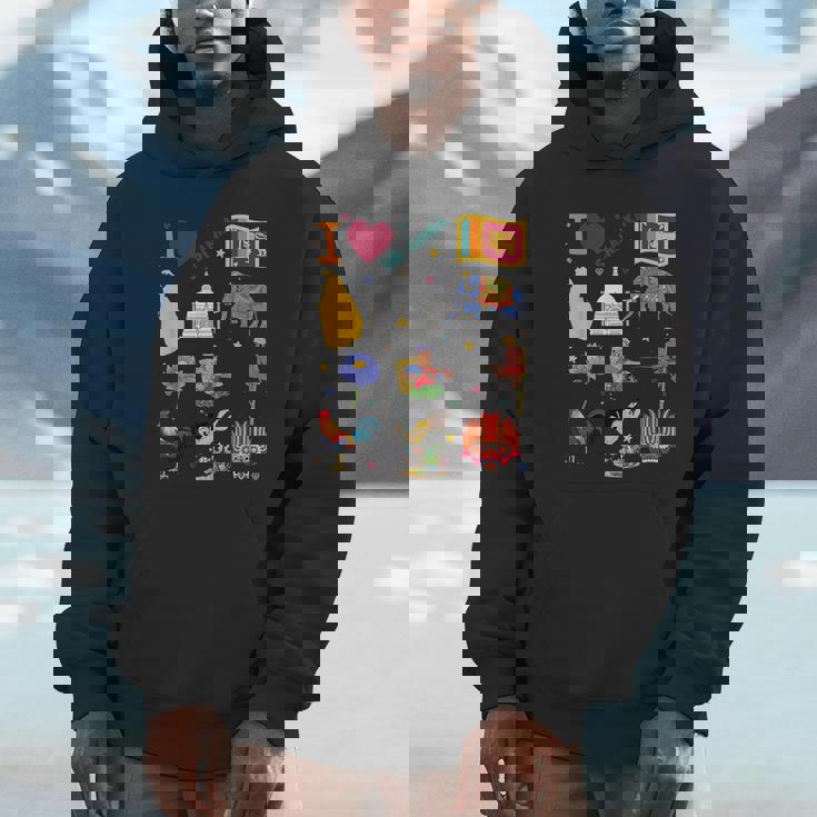 I Loveri Lanka 手描きのスリランカのランドマーク、旗、地図 パーカー