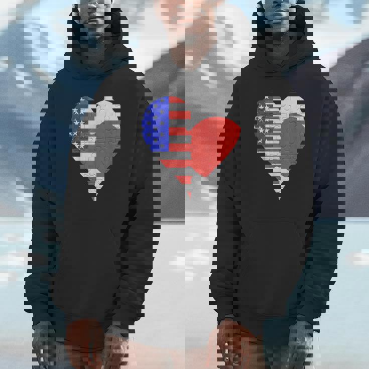 アメリカ日本国旗ハート パーカー