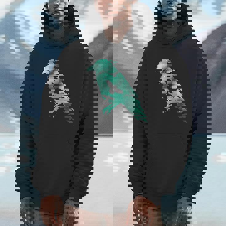 オーディンブラックカラスギフトバイキングレイヴンシルエット パーカー