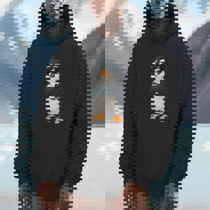 クールなペンギン漫画面白い動物サングラス付き パーカー