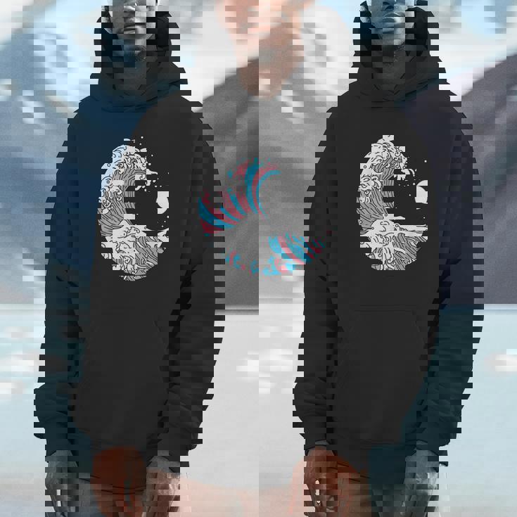 トランスジェンダー プライド Lgbtq トランスフラッグ 日本のウェーブアート Lgbt パーカー