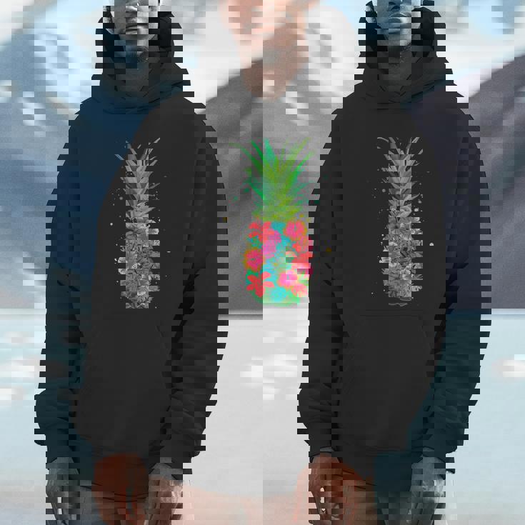 パイナップルフラワー レディース メンズ アロハ ハワイ ヴィンテージ ハワイアン Hoodie