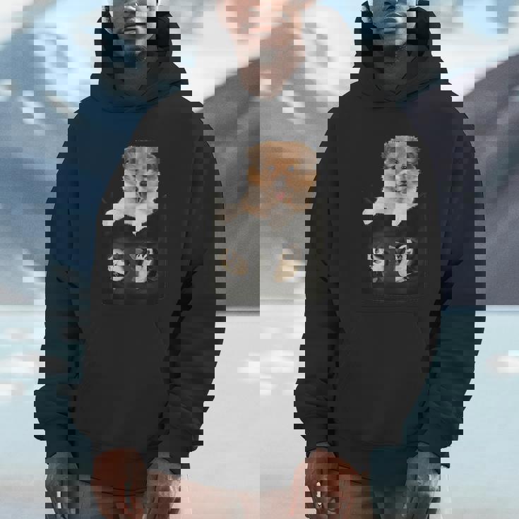 プリントポケットに入ったコリー犬 犬好きに面白い パーカー