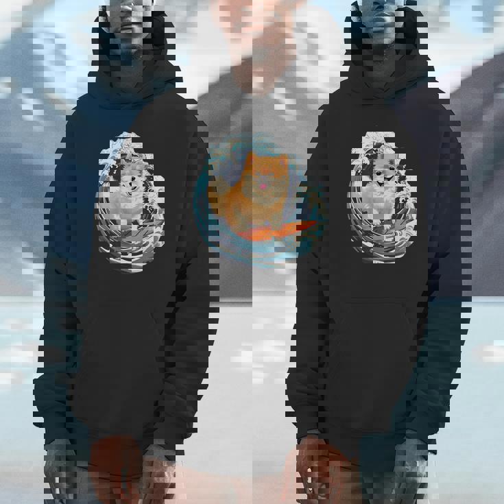 ポメラニアン 面白いtシャツ 犬 イヌ サーフィン 夏 かわいい メンズ 子供 おもしろ 服 グッズ ネタ パーカー