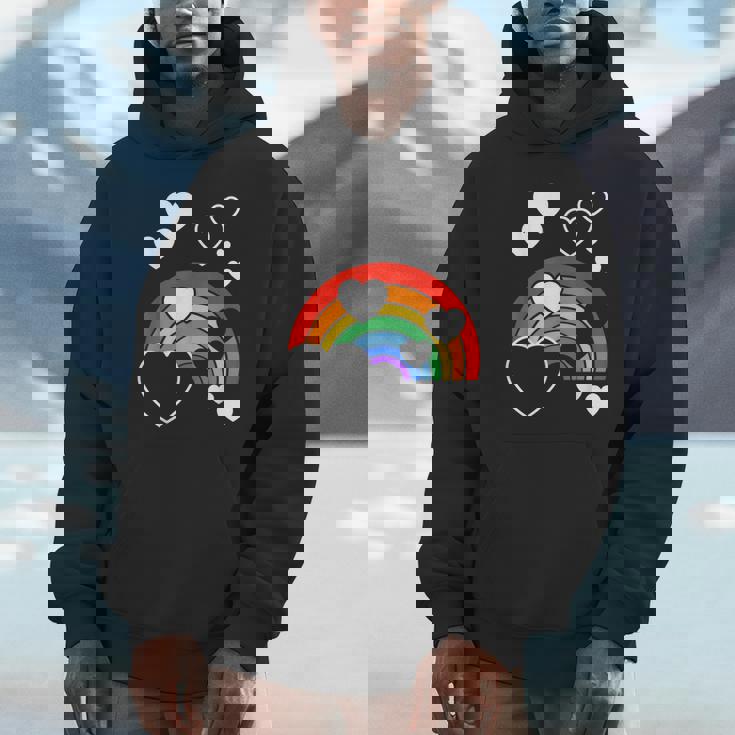 レインボーカラー ホワイト ハート ハート 雨 虹 旗 パーカー