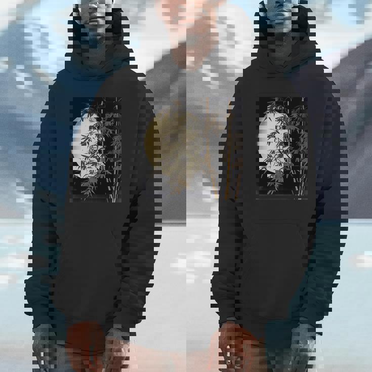 日本の竹と月 長袖tシャツ パーカー