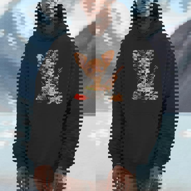 空手犬のチワワがラーメンを食べる、日本、面白いラーメン パーカー