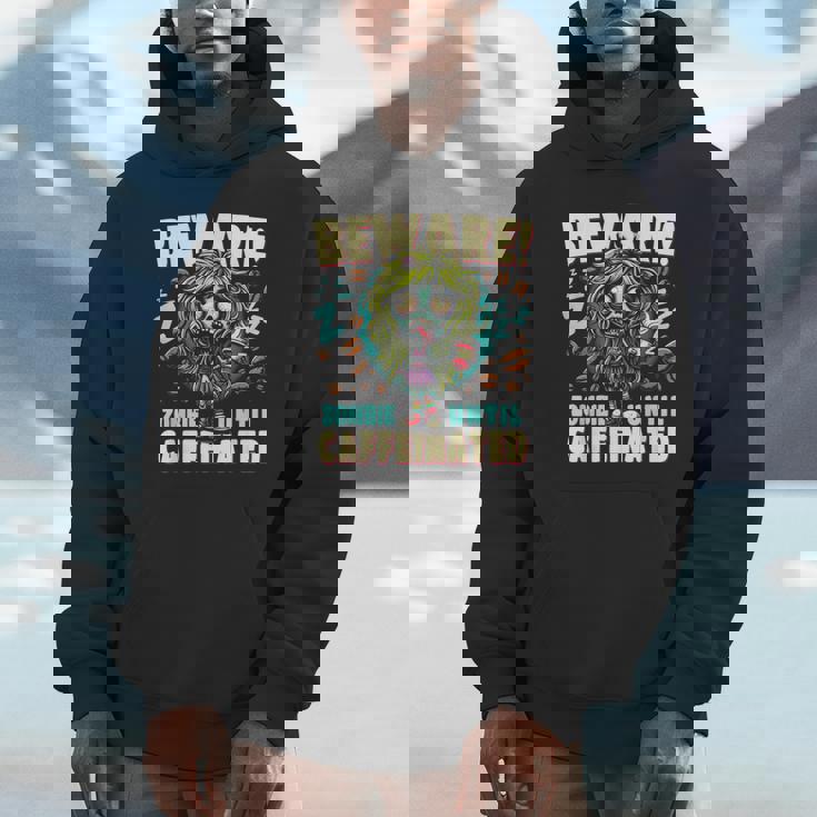 面白いコーヒーゾンビガール、カフェインが入るまでゾンビに注意 パーカー