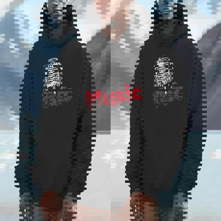 音楽 マイク ヘッドホン 日常 テキスト シンプル レトロ Hoodie