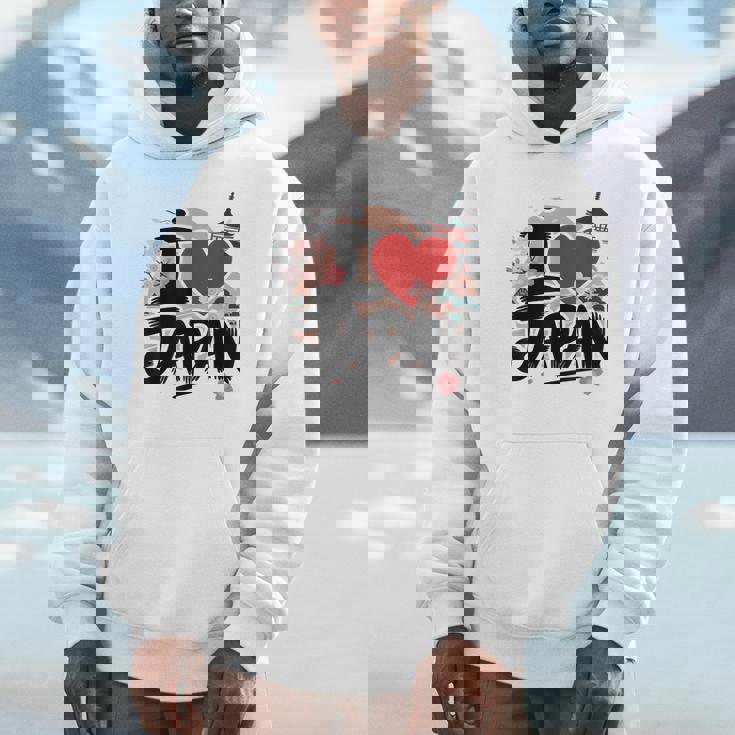 I Love Japan 桜 桜 日本の富士山 寺院 パーカー