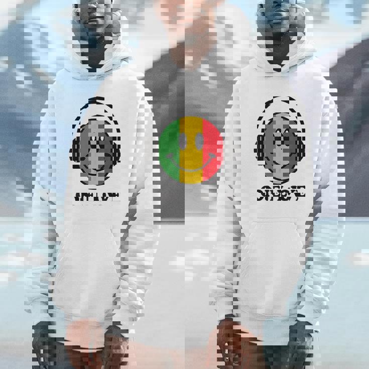 One Love ラスタ レゲエ 音楽 ヘッドホン スマイルフェイス ラスタファリ パーカー