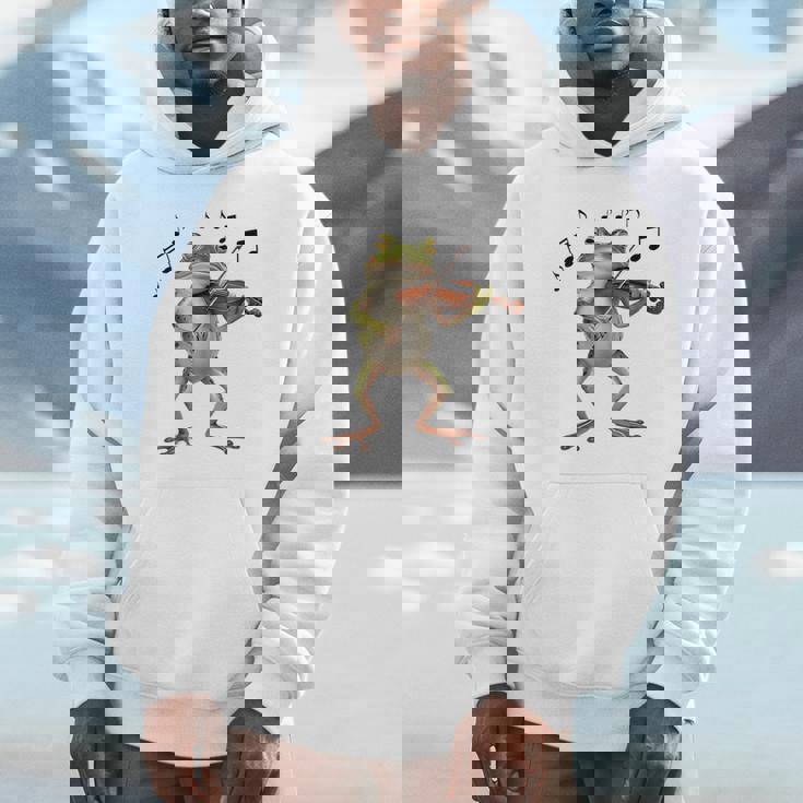 おもしろミュージシャン バイオリニスト かわいいカエル 演奏 バイオリン Hoodie