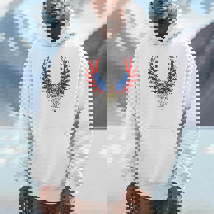 愛国的なアメリカ国旗イーグル 7月4日 バックプリント アメリカン パーカー