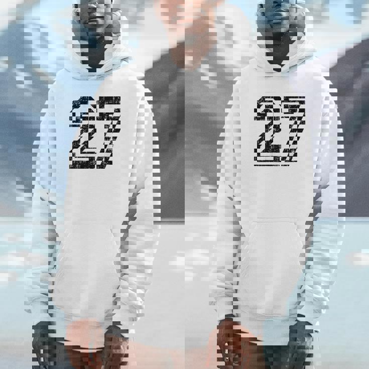 数字 27 ヴィンテージ ブラックホワイト パーカー