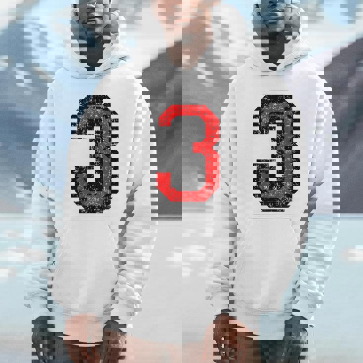 数字 3 ヴィンテージブラック&レッド パーカー