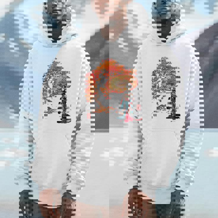 日本 浮世絵 京都 嵯峨 紅葉 和傘 美人 着物 パーカー