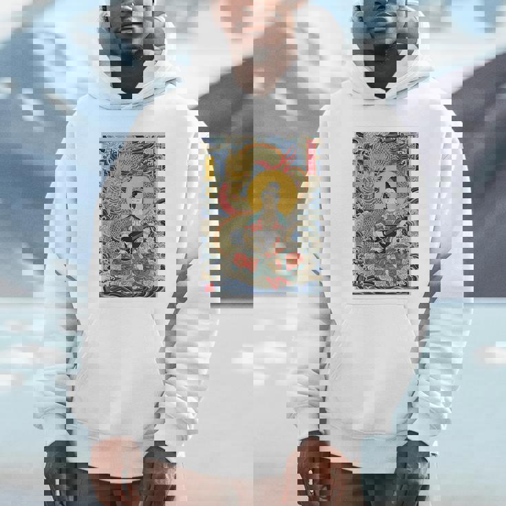 日本 浮世絵 滋賀 琵琶湖 竹生島 弁財天 竜 龍神 バックプリント パーカー