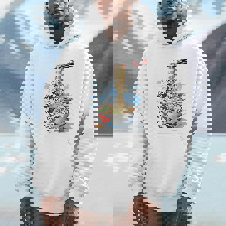 日本の麺スープ ラーメン 浮世絵 日本波 ヴィンテージ パーカー