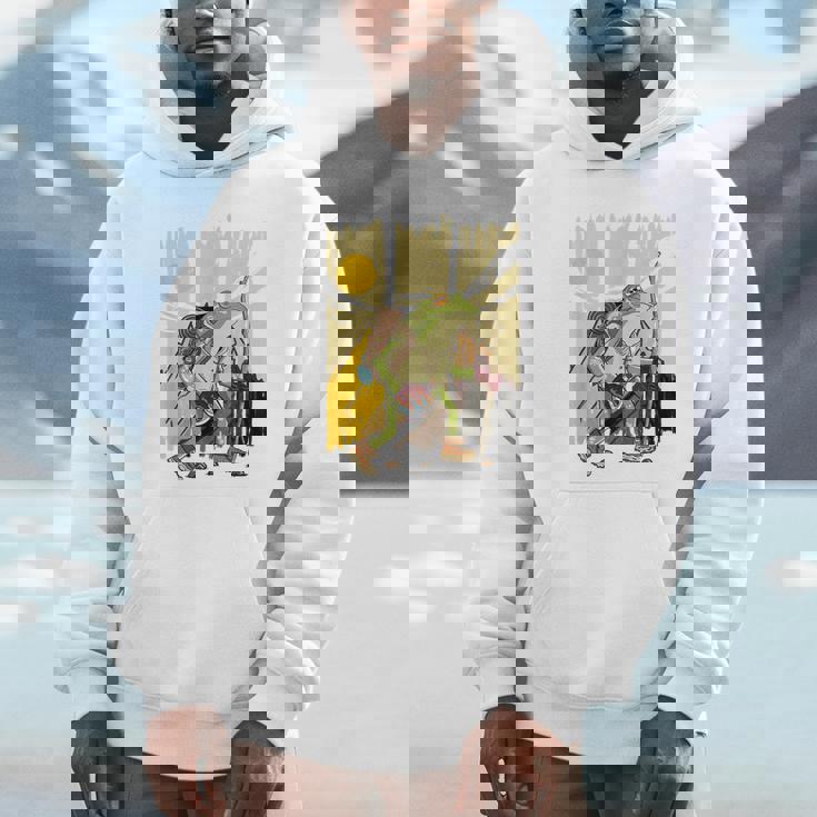 楽しいカエル ハイキングと登山愛好家 Hoodie