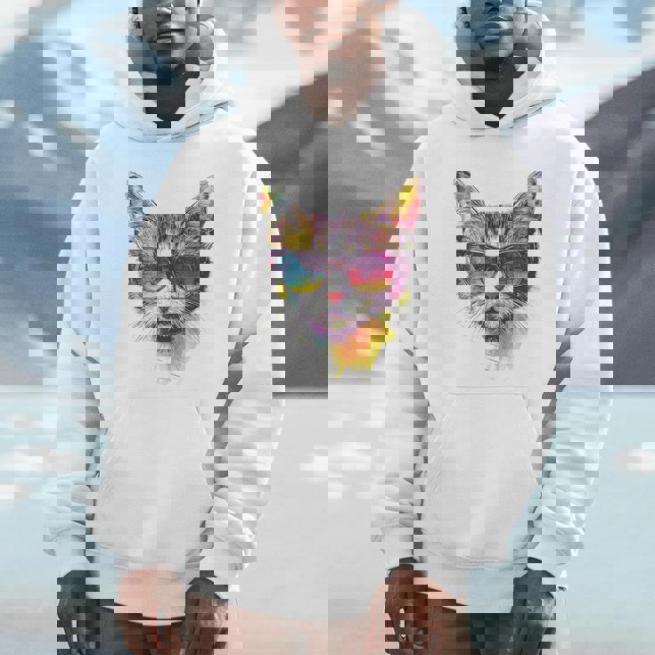 猫 動物 抽象 モチーフ サングラス イラスト アート ネコ パーカー