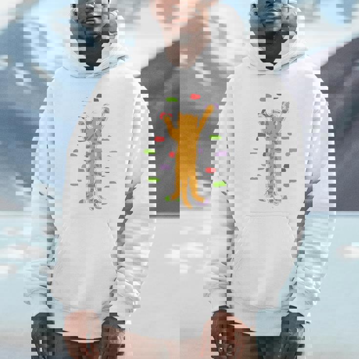 面白くてかわいいボルダーロッククライミングキャット背中にプリント Hoodie