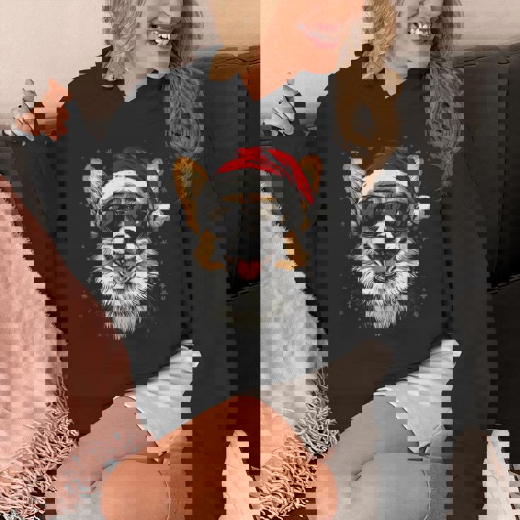 Corgi サンタハット 面白い かわいい 犬 ママ お父さん クリスマス パーカー