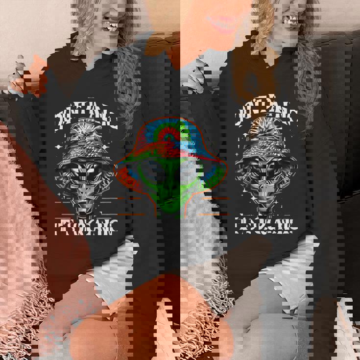 Don't Panic It's Organic Alien Ufo 面白いプリント パーカー