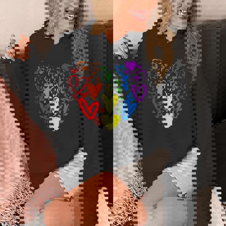 Lgbtq レインボーフラッグハート Lgbtqia バレンタインデー プライドムーン Hoodie