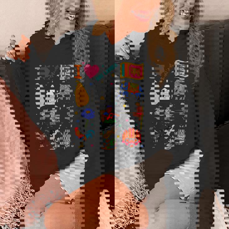 I Loveri Lanka 手描きのスリランカのランドマーク、旗、地図 パーカー