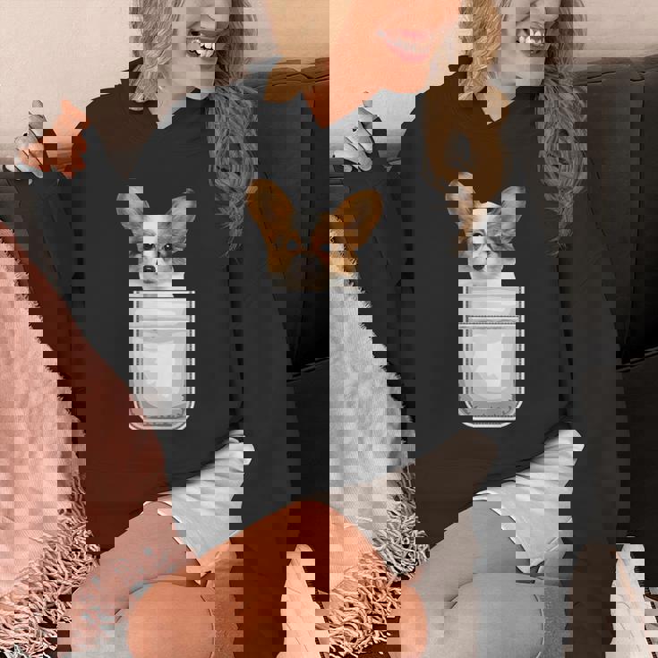 Papillon パピヨン 子犬 ポケットの中の犬 パーカー