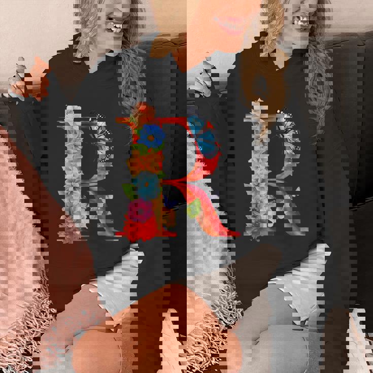 イニシャル R アルファベット バタフライ ローズ 花 水彩 モノグラム Hoodie