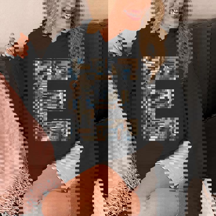 イニシャル 名前 文字 E アルファベット キュービズム アートスタイル 長袖tシャツ パーカー