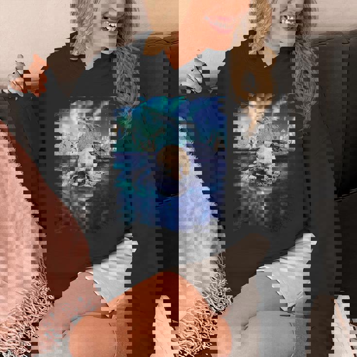 イルカと北のシロクマ、ライトとイルカ パーカー