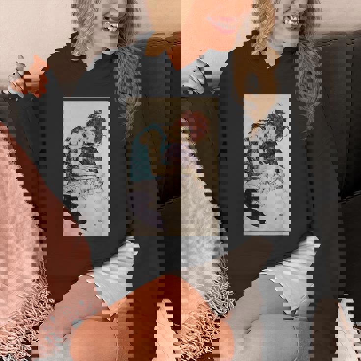 エゴン・シーレ作「膝を曲げた座る女」1917 パーカー