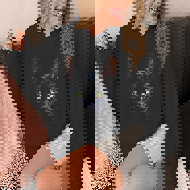 オリエンタル ショートヘア 猫 リアルなフェイスアート ブラック パーカー