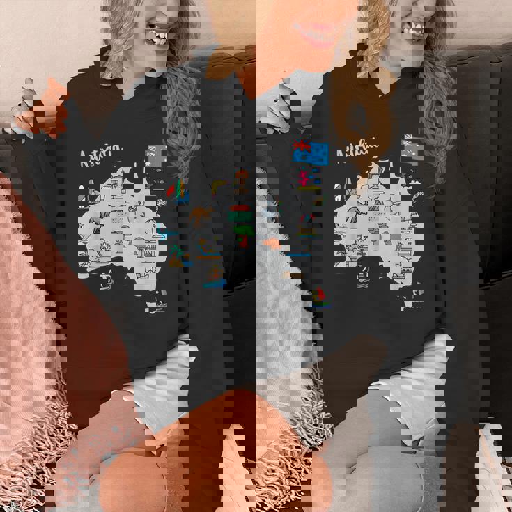 オーストラリアの地図。風景、動物、文化、シンボルのアイコン パーカー