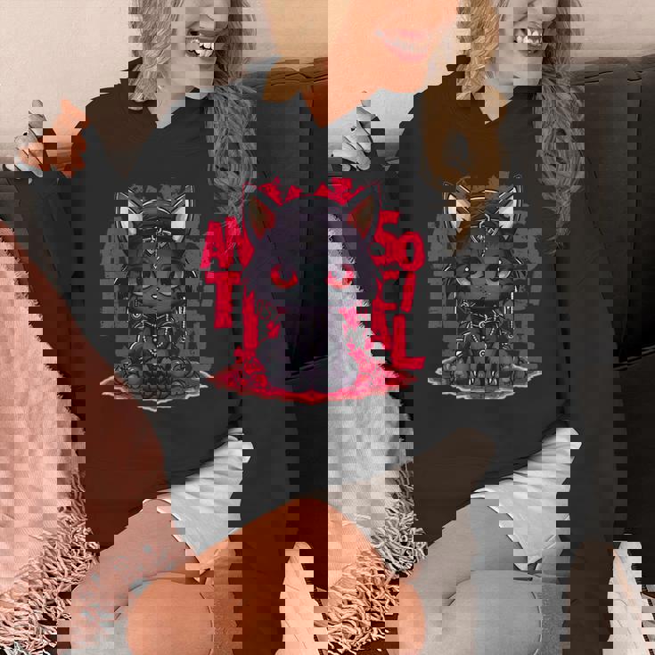 カワイイアニメ ゴシックキャット 反社会的 内向性 メンヘラ パーカー