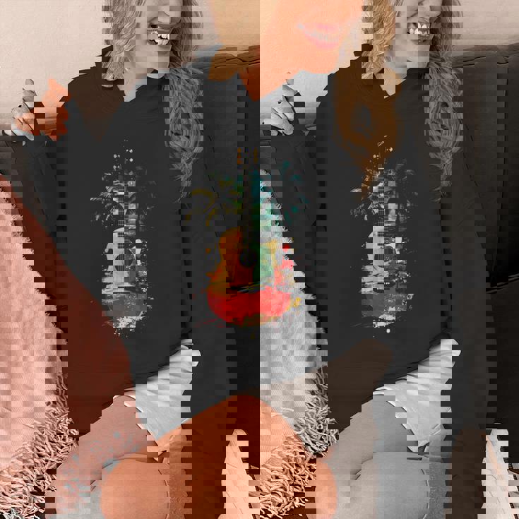 ギタープレーヤー ヤシの木 レゲエ 音楽 ギタリスト ミュージシャン 長袖tシャツ パーカー