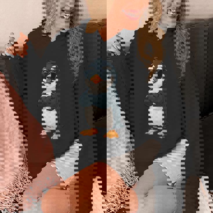 クールなペンギン漫画面白い動物サングラス付き パーカー