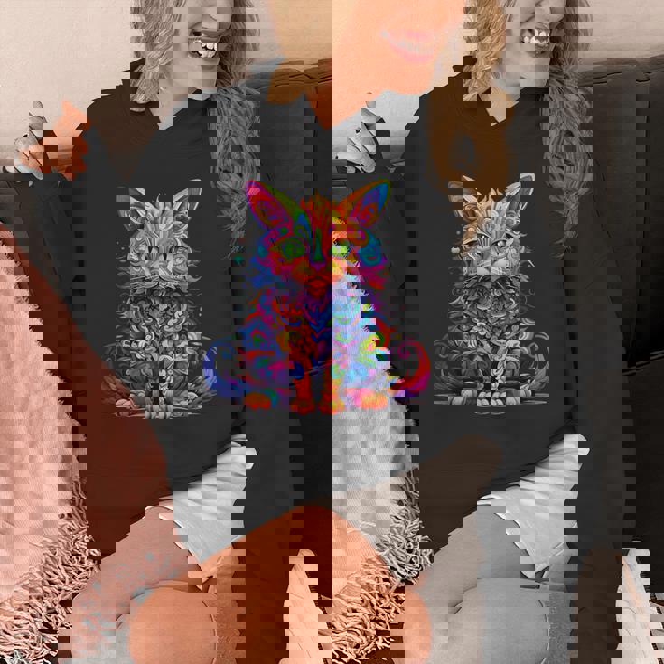 サイケデリック マンガ 猫 カラフル ファンタジー 曼荼羅スタイル パーカー