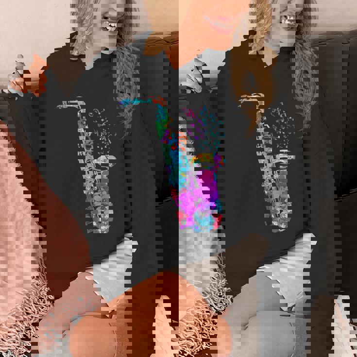 サクソフォン プレーヤー ジャズ 音符 サクソフォン カラフル サックス Hoodie