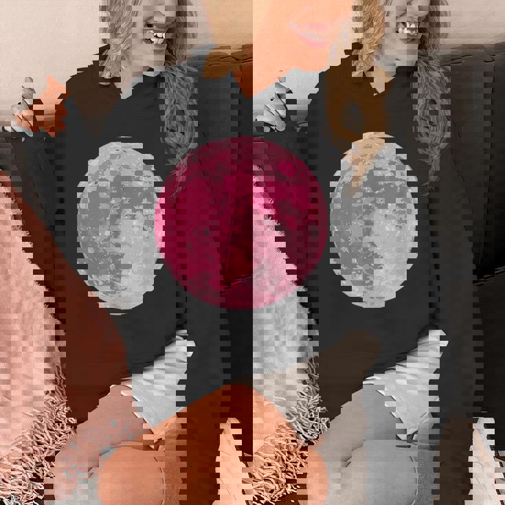 ストロベリームーンデザイン 満月 かわいいピンクムーン パーカー