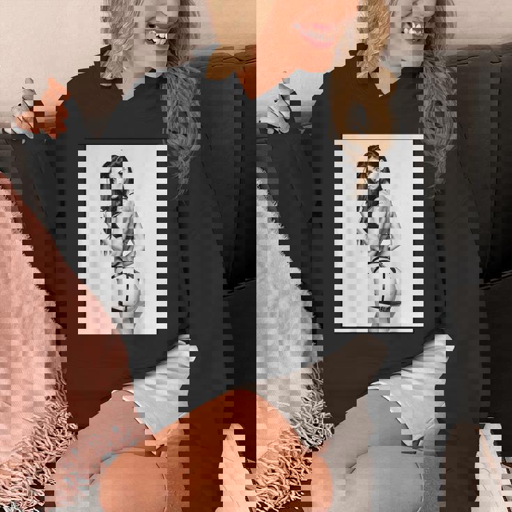 セクシーガールグラフィックtシャツ セクシーブルネットピンナップガール B&W パーカー