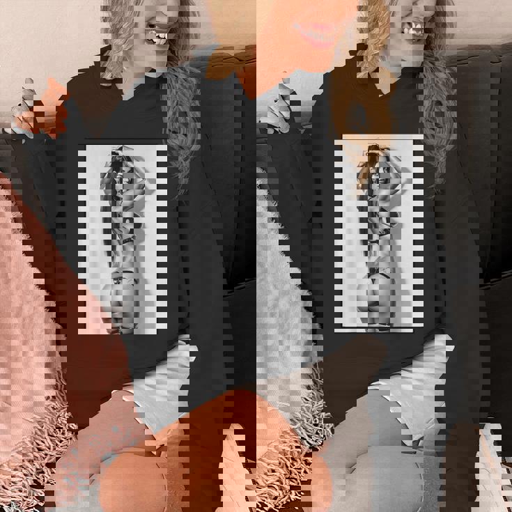 セクシーガールグラフィックtシャツ セクシーブルネットブーティーガール 3インチ B&W パーカー